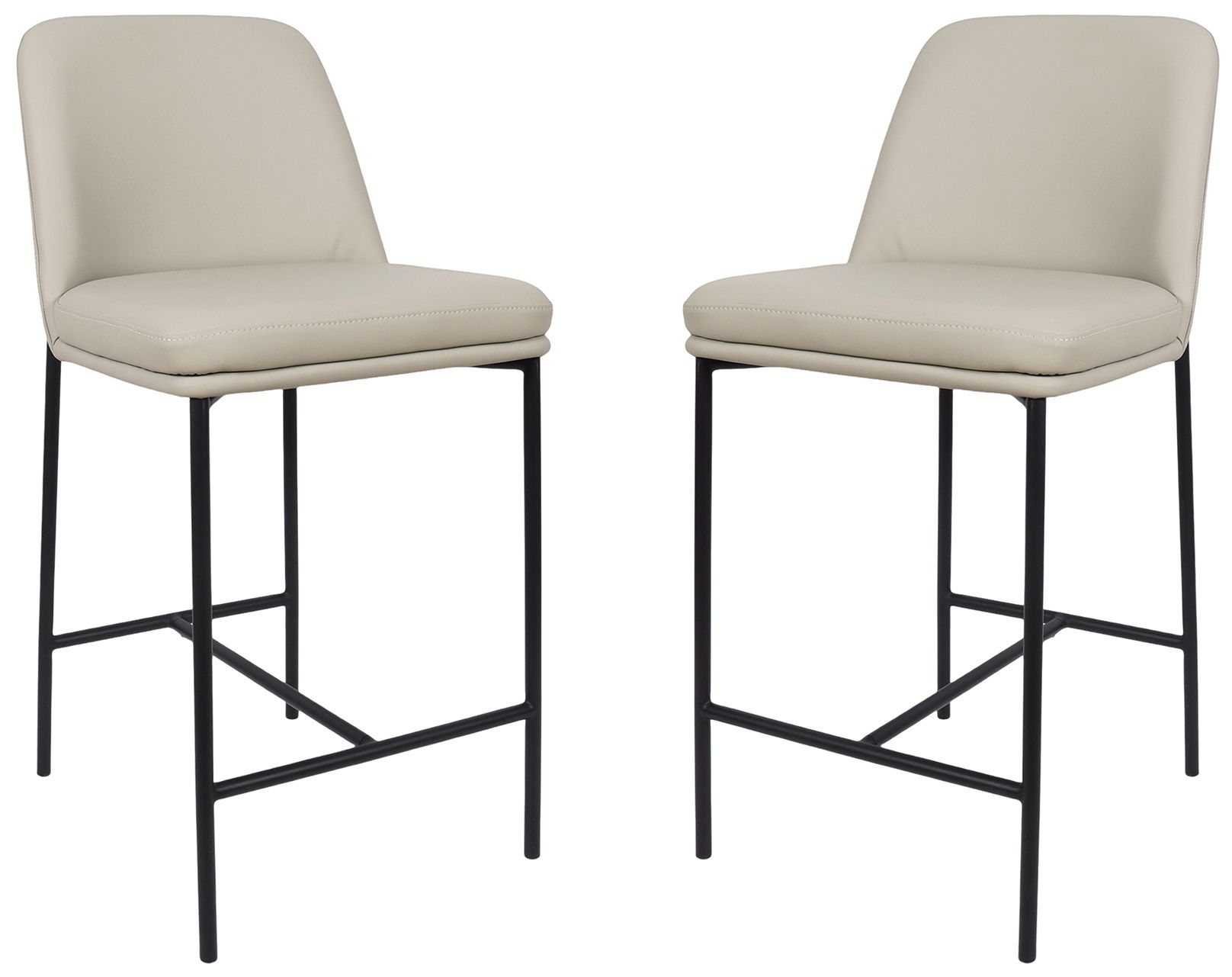 Image 3 Loft Contemporary Vegan Leather Metal Counter Stool in Stone Gray Set of 2 more views