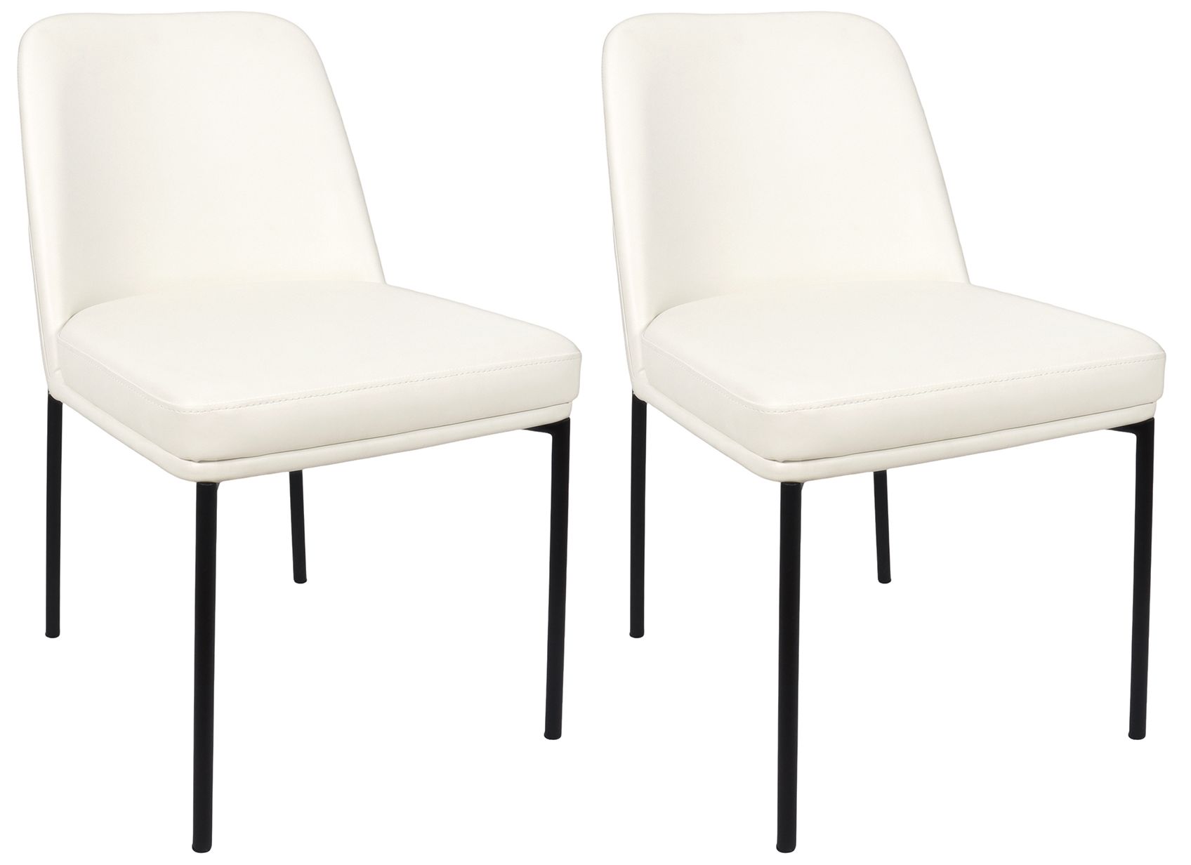 Image 2 Loft Contemporary Vegan Leather Metal Side Chair in Ivory - Set of 2