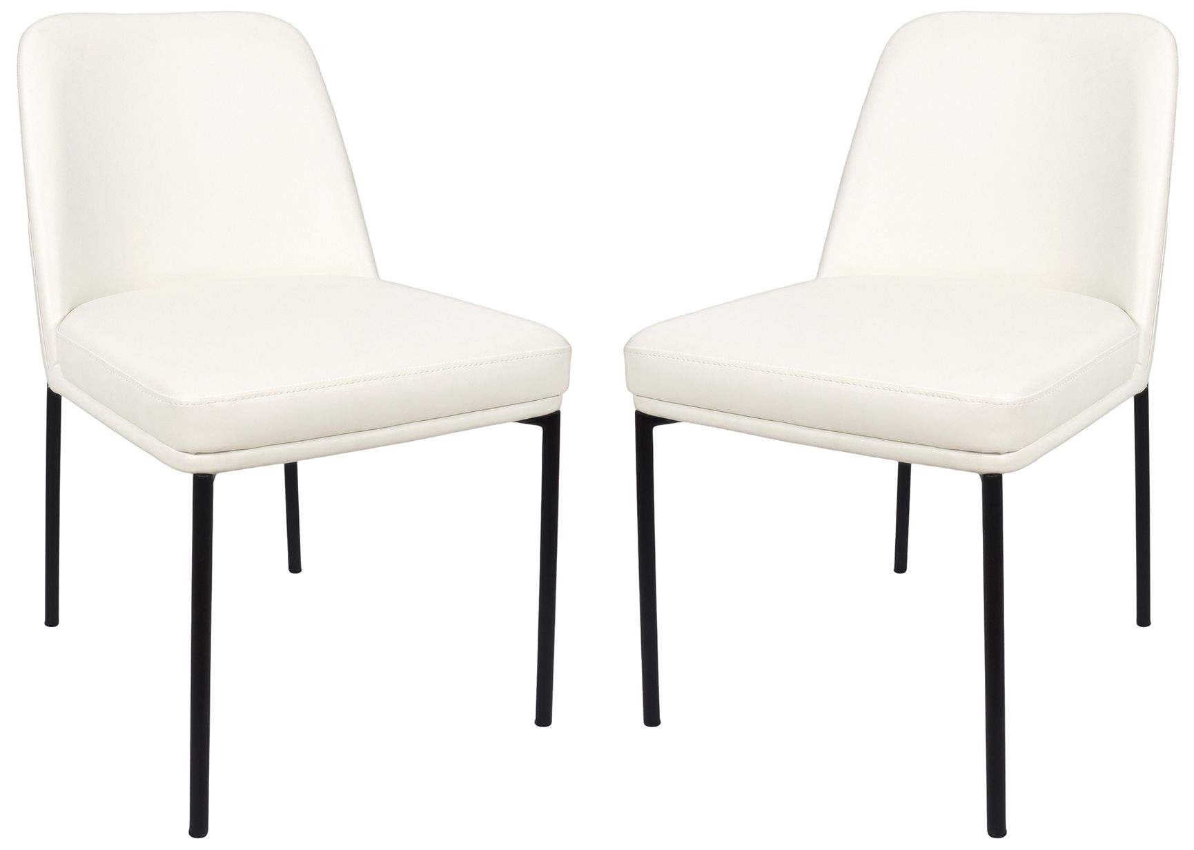 Image 3 Loft Contemporary Vegan Leather Metal Side Chair in Ivory - Set of 2 more views