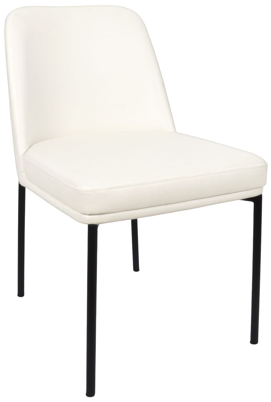 Loft Contemporary Vegan Leather Metal Side Chair in Ivory - Set of 2