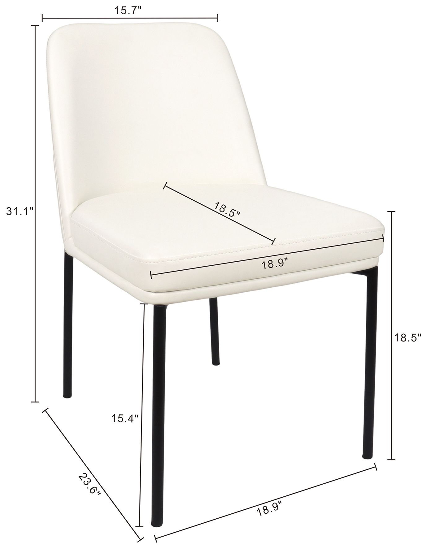 Image 4 Loft Contemporary Vegan Leather Metal Side Chair in Ivory - Set of 2 more views