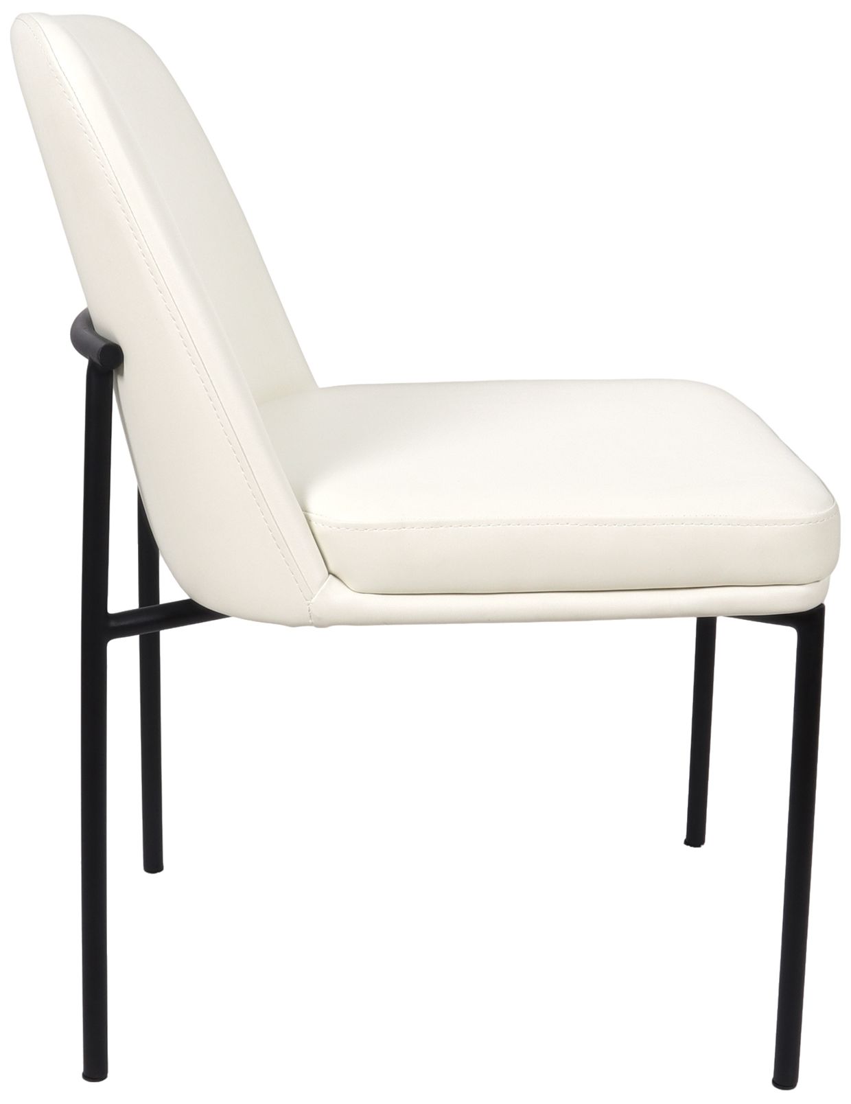 Loft Contemporary Vegan Leather Metal Side Chair in Ivory - Set of 2