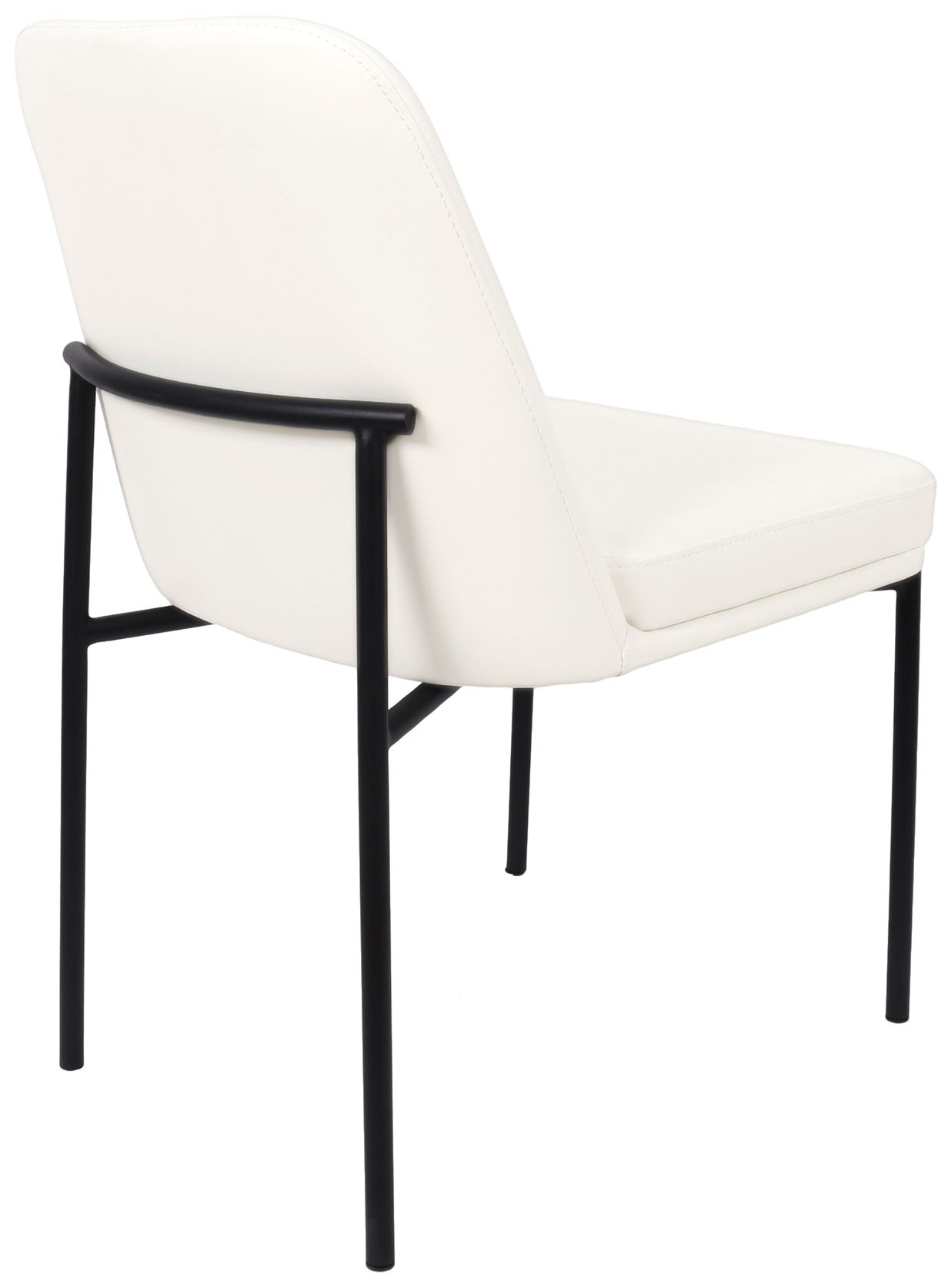 Loft Contemporary Vegan Leather Metal Side Chair in Ivory - Set of 2
