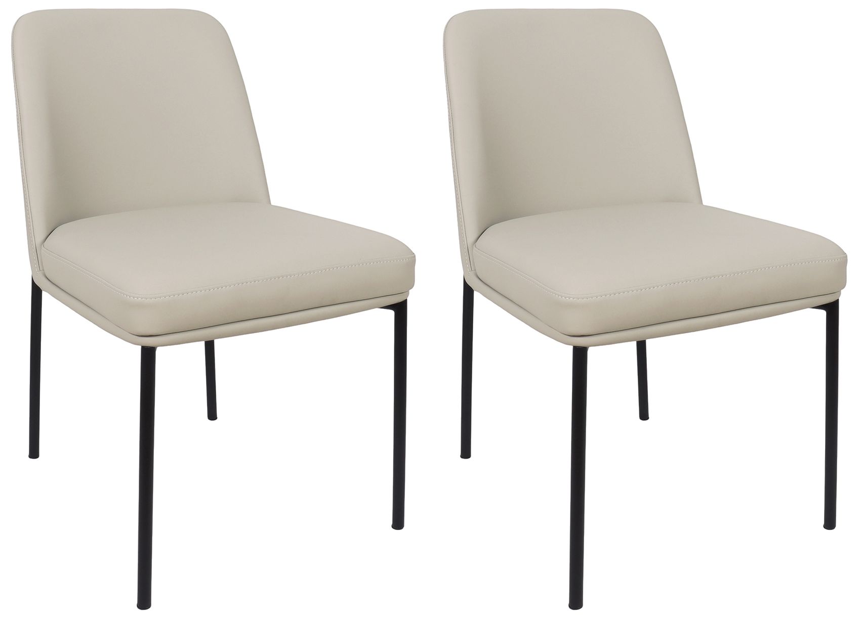 Image 2 Loft Contemporary Vegan Leather Metal Side Chair in Stone Gray - Set of 2