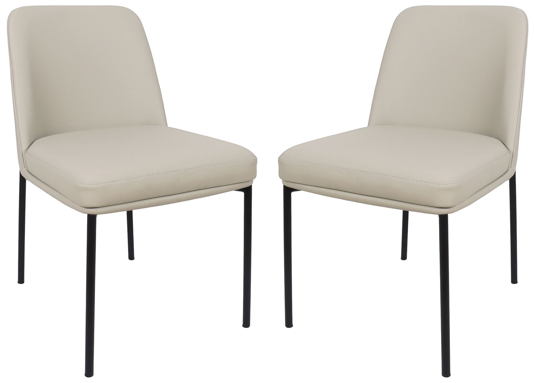 Image 3 Loft Contemporary Vegan Leather Metal Side Chair in Stone Gray - Set of 2 more views