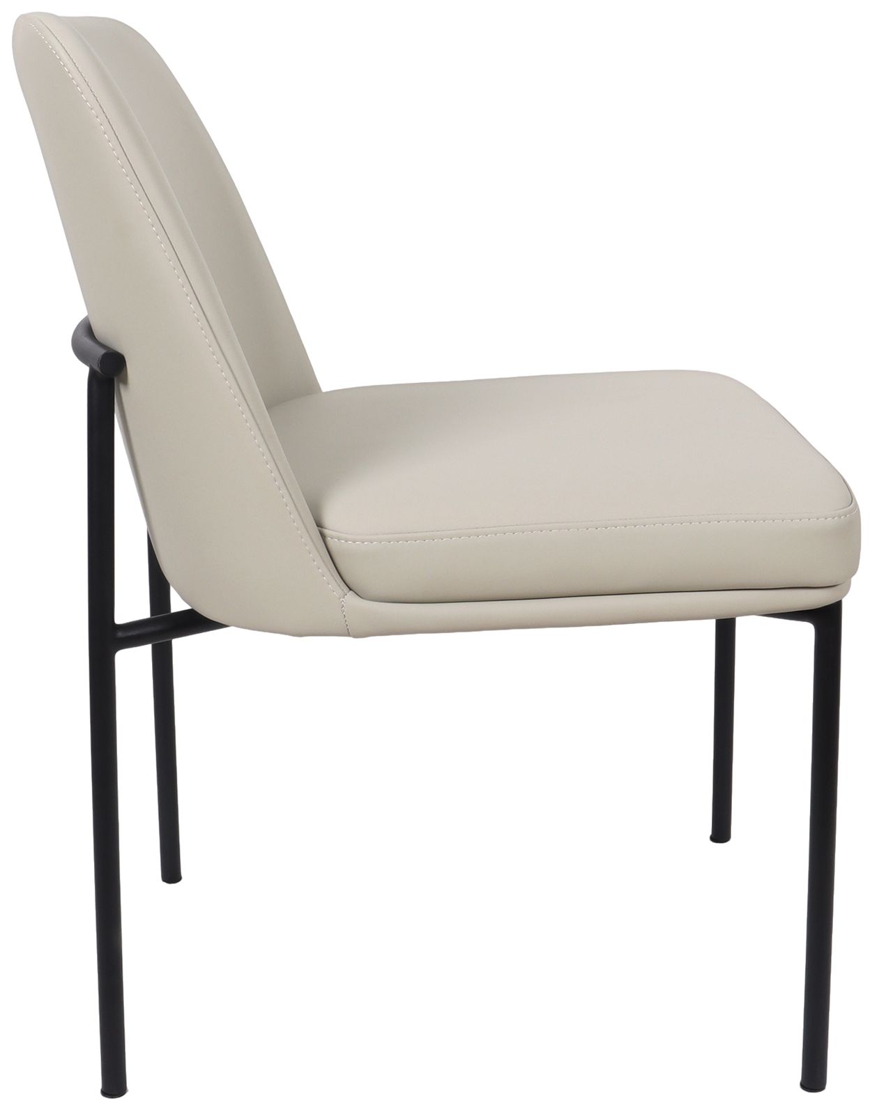 Loft Contemporary Vegan Leather Metal Side Chair in Stone Gray - Set of 2