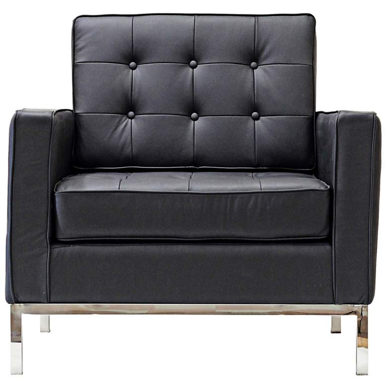 Image 1 Loft Modern Tufted Black Leather Armchair