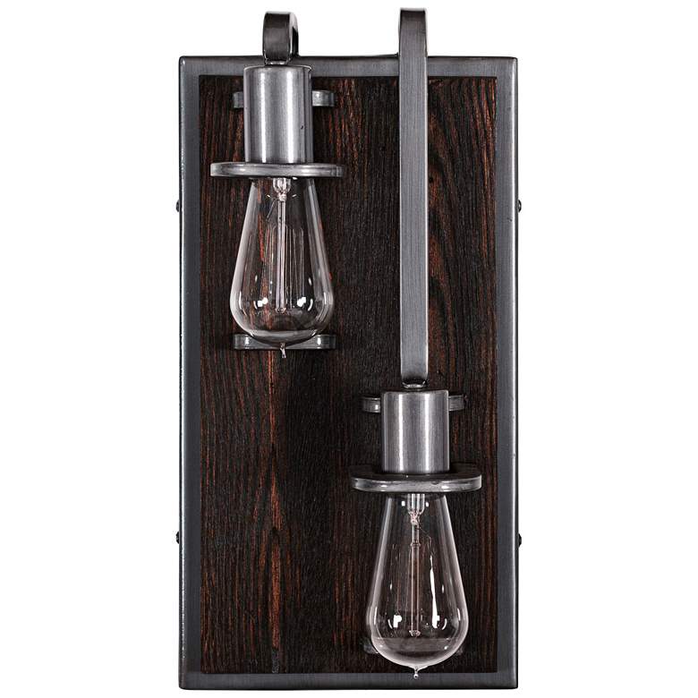Image 1 Lofty 16" High Faux Zebrawood 2-Light Right Sided Wall Sconce