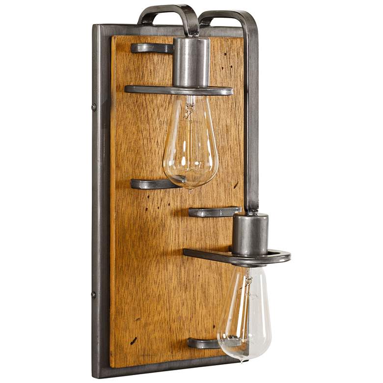 Image 1 Lofty 16"H Steel and Wheat 2-Light Left Sided Wall Sconce