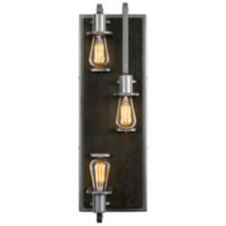 Lofty 25 1/2&quot; High Steel and Faux Zebrawood 3-Light Wall Sconce