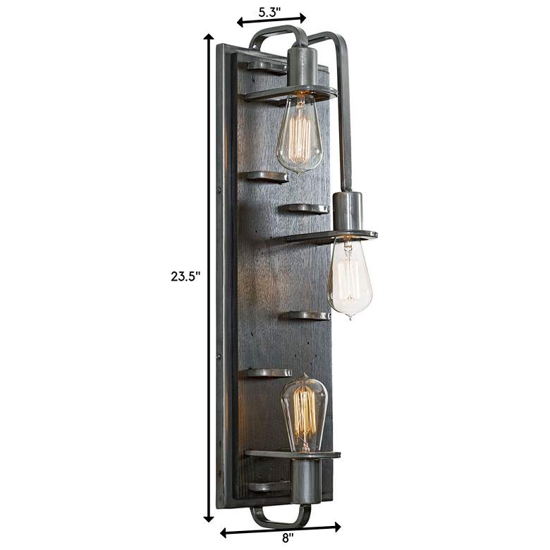 Image 2 Lofty 25 1/2" High Steel and Faux Zebrawood 3-Light Wall Sconce more views