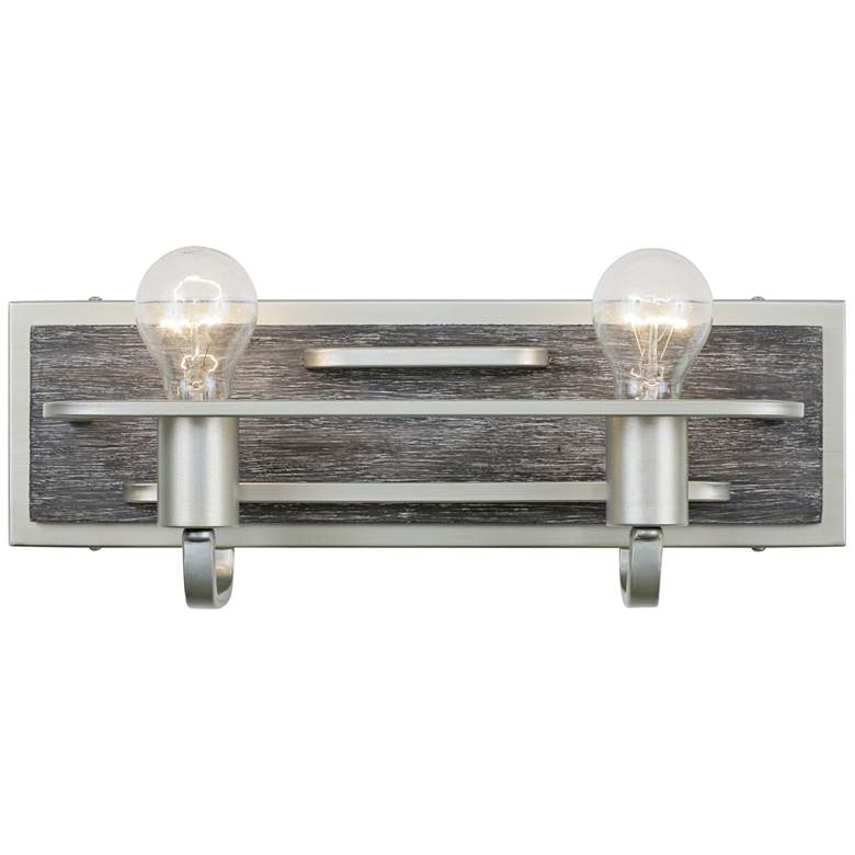 Image 1 Lofty 6" High 2-Light Silverado with Gray Wood Wall Sconce