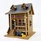 Log Cabin Brown and Blue Wood Hanging Birdhouse