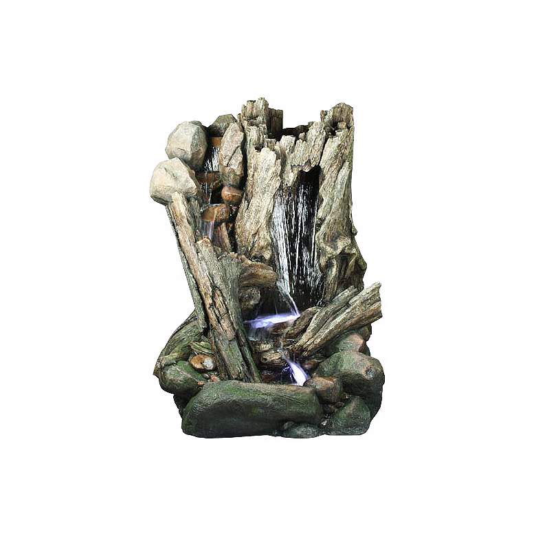 Image 1 Log Cascade 79" High Large Outdoor Fountain with Light