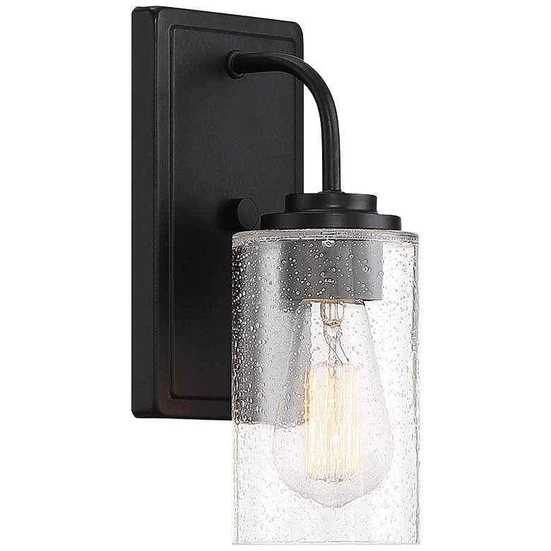 Image 1 Logan 10" High Matte Black Metal Wall Sconce