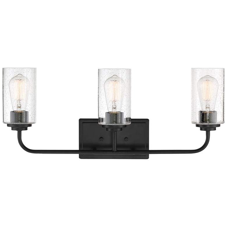 Image 3 Logan 24 1/2" Wide Matte Black Metal 3-Light Bath Light more views