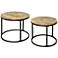Logan 26" Wide Round Black and Wood Top Rustic Nesting Tables Set of 2