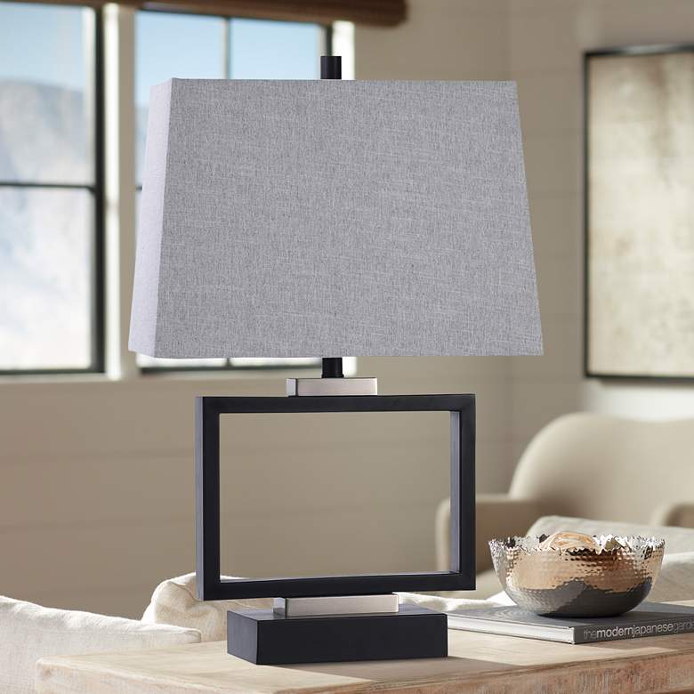 Image 1 Logan 27" Black Finish Open Rectangle Table Lamp