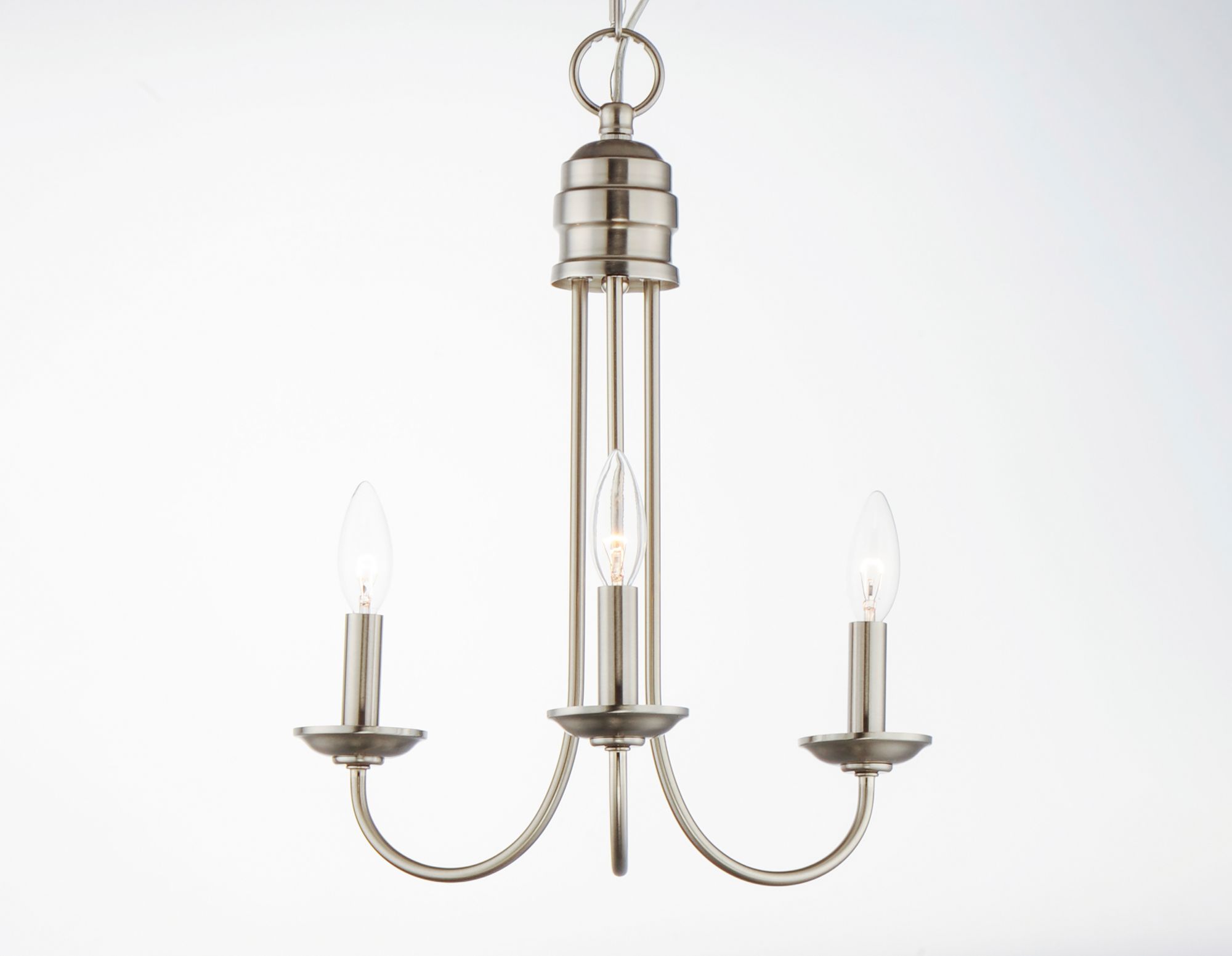 Image 2 Logan 3-Light Candle Chandelier Satin Nickel more views
