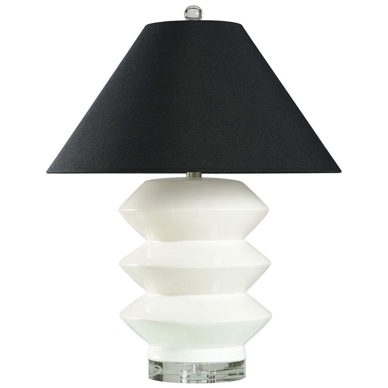 Image 1 Logan 30" High Cream Crystal Base Table Lamp With Black Hardback Shade