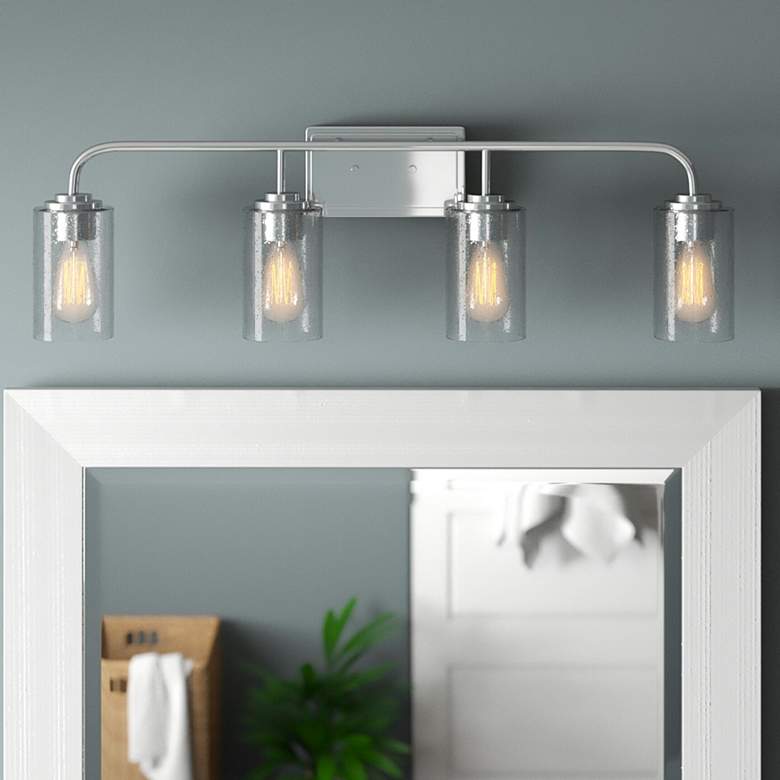 Image 1 Logan 32" Wide Chrome Metal 4-Light Bath Light