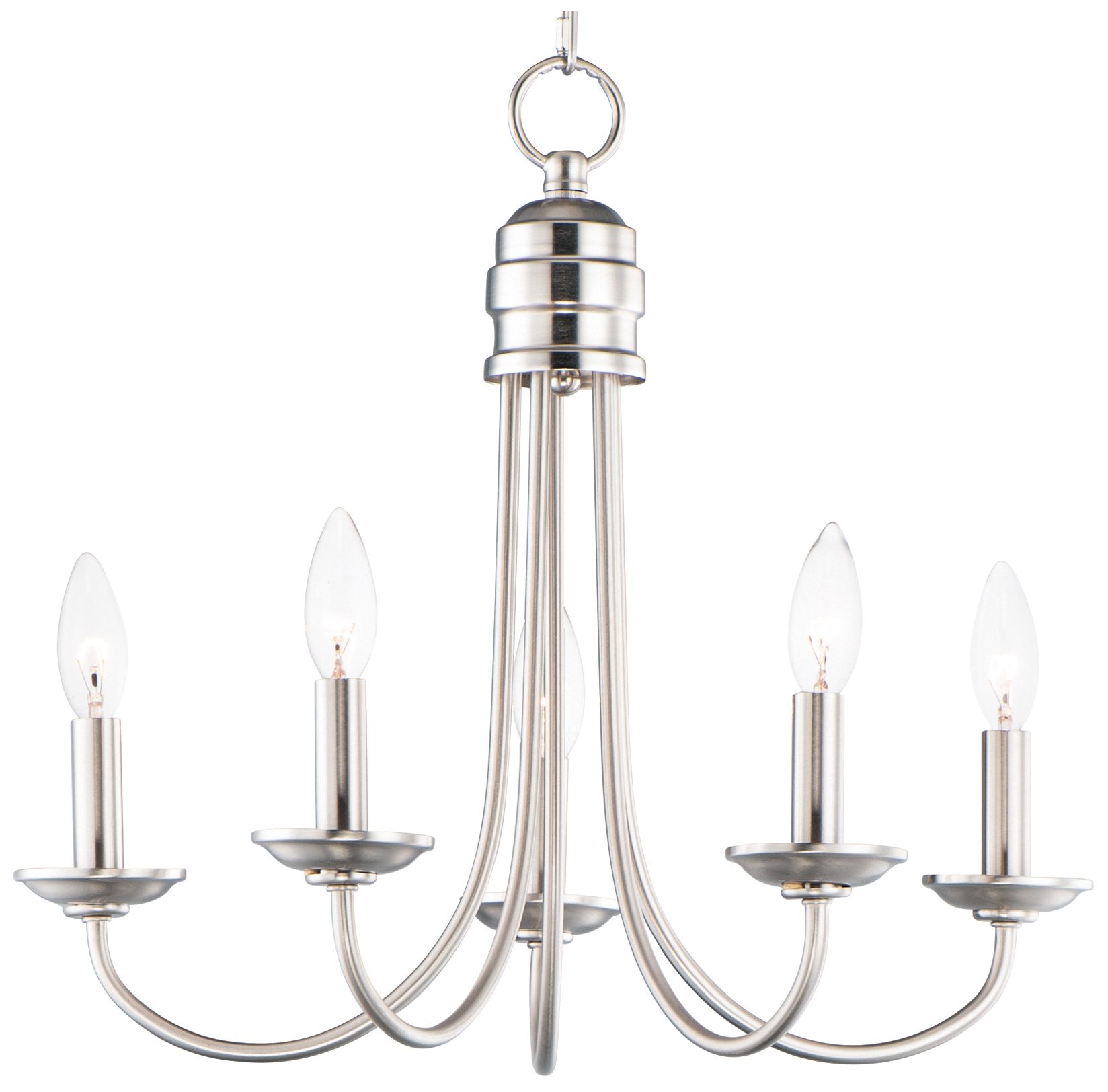 Logan 5-Light Candle Chandelier Satin Nickel