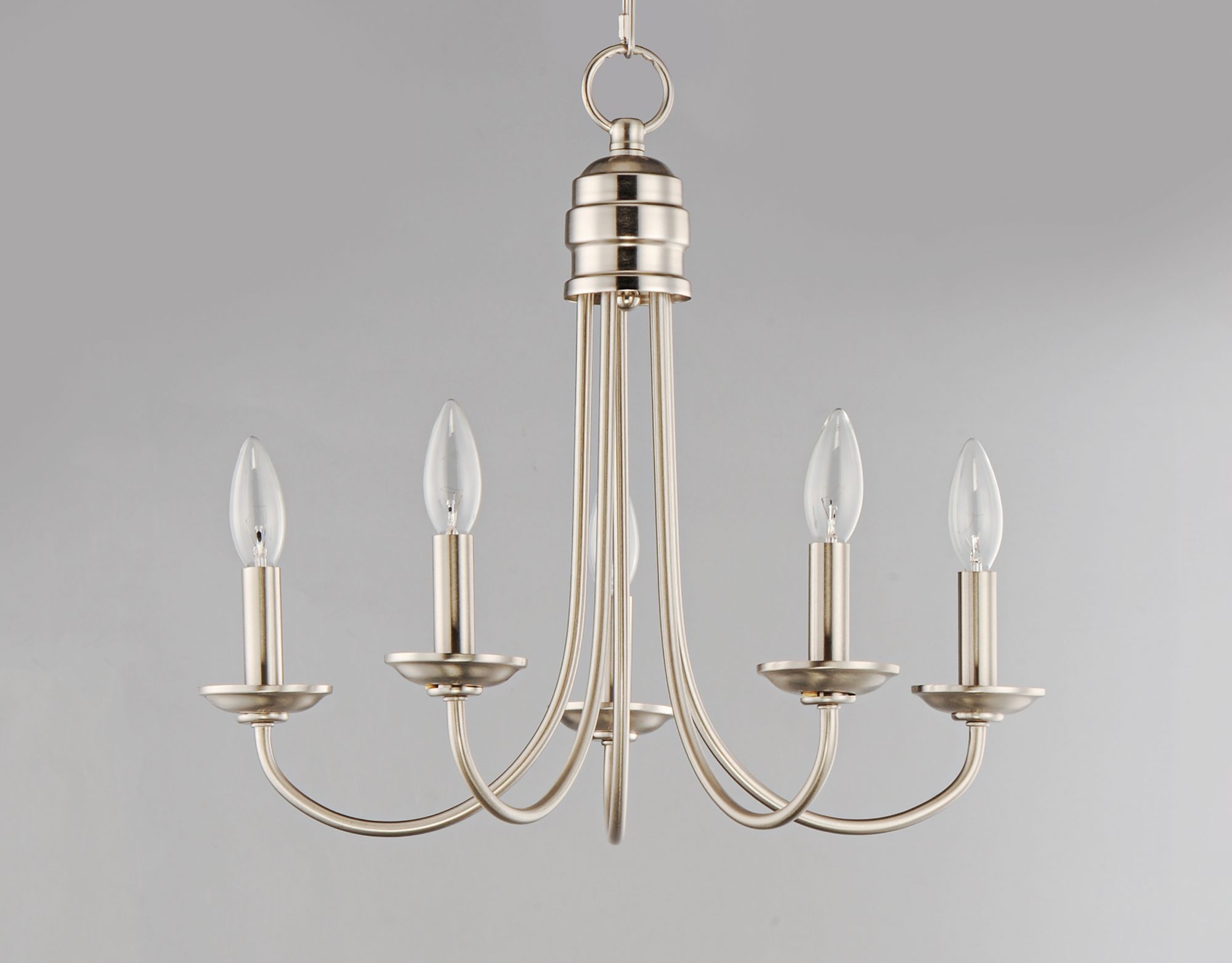 Image 3 Logan 5-Light Candle Chandelier Satin Nickel more views