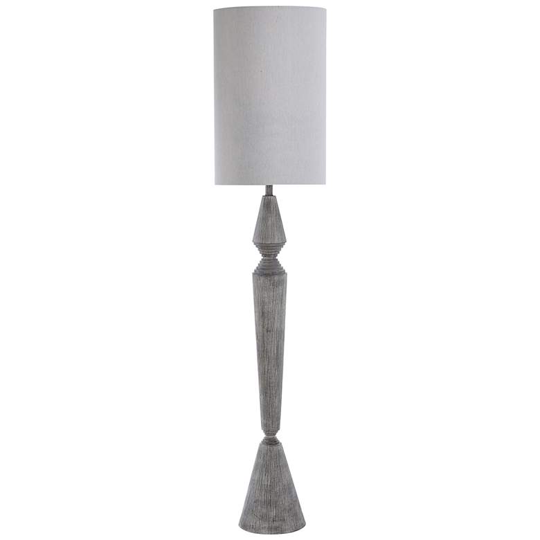 Image 2 Logan 67 inch High Gray Faux Wood Molded Column Floor Lamp