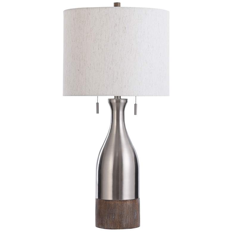 Image 2 Logan Brushed Steel Metal Bottle Table Lamp