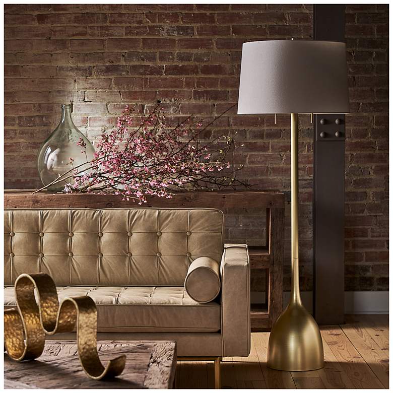 Image 2 Logan Floor Lamp (Natural Brass) more views