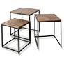 1_Logan Natural Dark Wood Square Nested Side Tables Set of 3