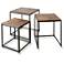 Logan Natural Dark Wood Square Nested Side Tables Set of 3