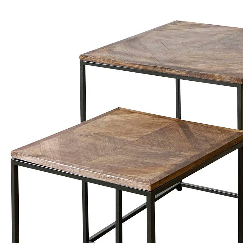 Image 2 Logan Natural Dark Wood Square Nested Side Tables Set of 3 more views