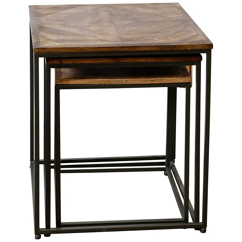 Image 3 Logan Natural Dark Wood Square Nested Side Tables Set of 3 more views