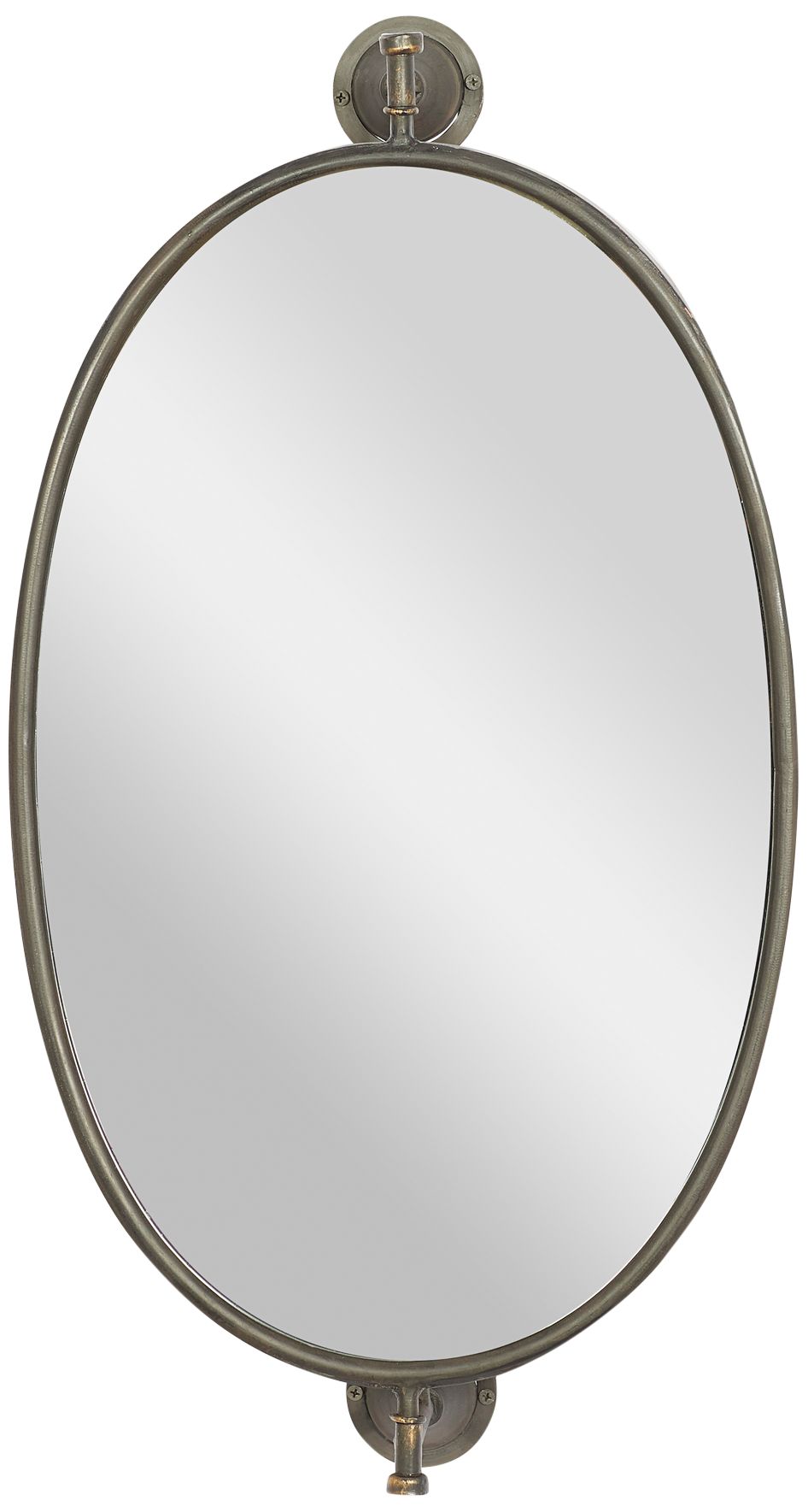 Logan Polished Black Metal 15" x 29" Oval Wall Mirror 970P5 Lamps Plus