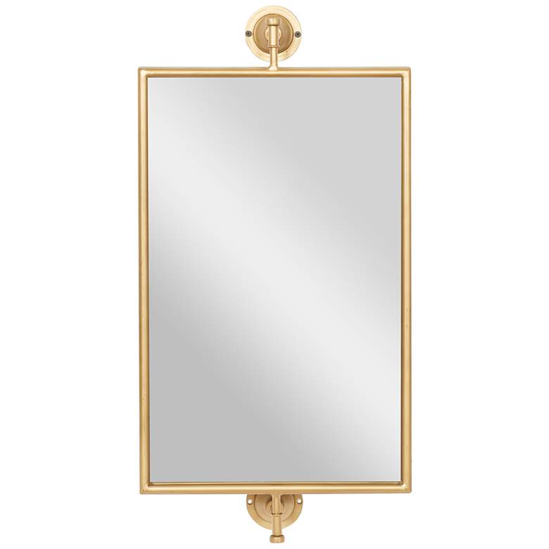Image 2 Logan Polished Gold Metal 14 inch x 28 inch Rectangular Wall Mirror