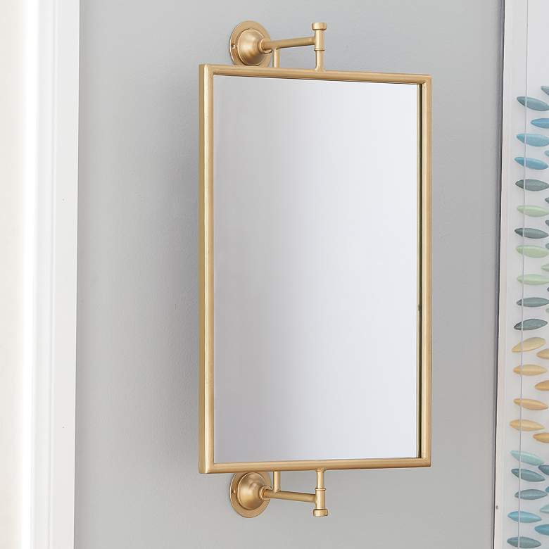 Image 1 Logan Polished Gold Metal 14" x 28" Rectangular Wall Mirror