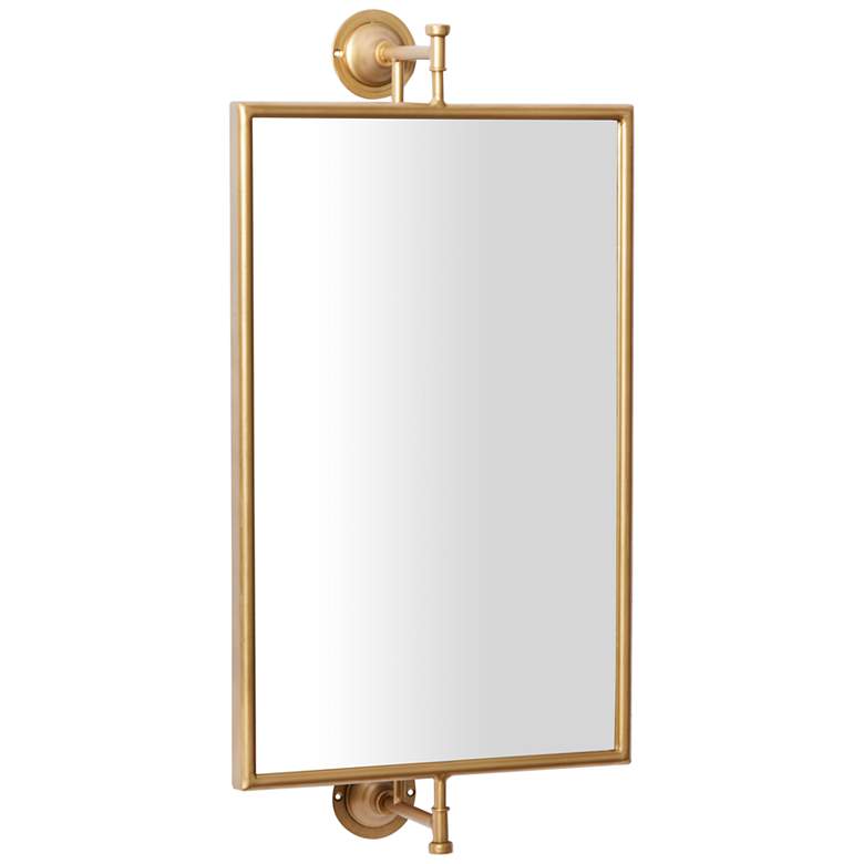 Image 4 Logan Polished Gold Metal 14 inch x 28 inch Rectangular Wall Mirror more views