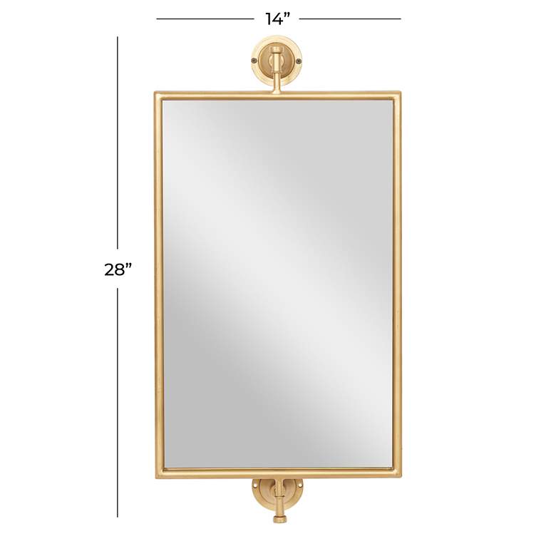 Image 7 Logan Polished Gold Metal 14 inch x 28 inch Rectangular Wall Mirror more views