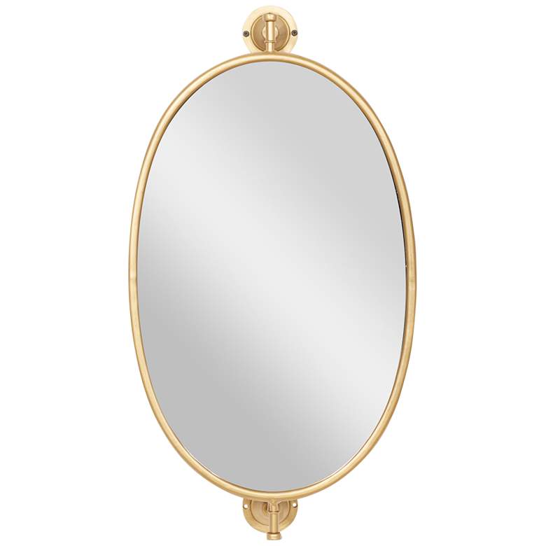 Image 2 Logan Polished Gold Metal 15" x 29" Oval Wall Mirror