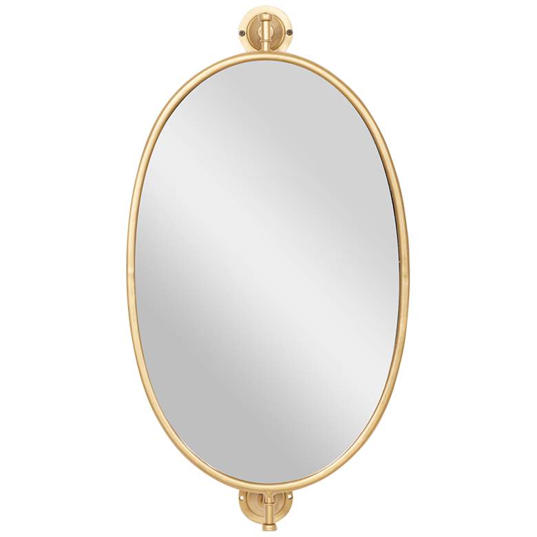 Image 2 Logan Polished Gold Metal 15 inch x 29 inch Oval Wall Mirror