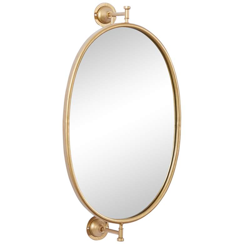 Image 4 Logan Polished Gold Metal 15" x 29" Oval Wall Mirror more views