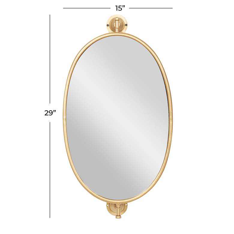 Image 7 Logan Polished Gold Metal 15 inch x 29 inch Oval Wall Mirror more views