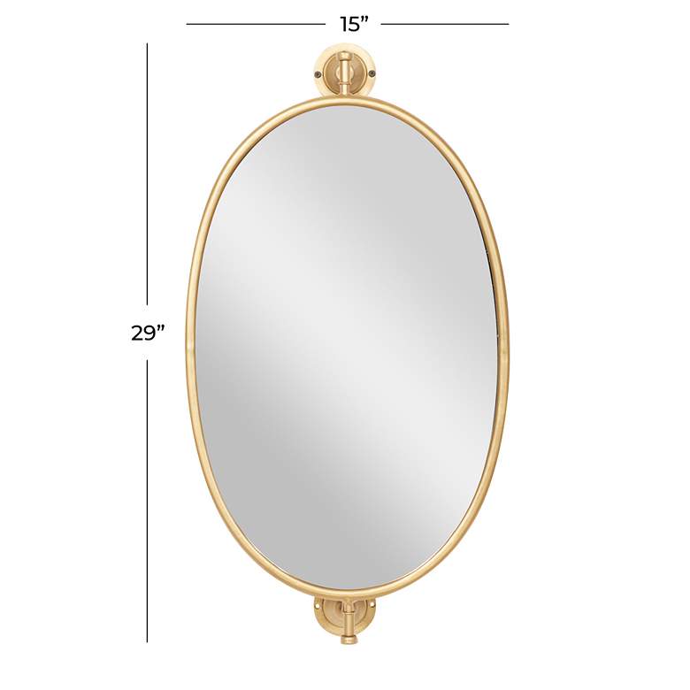 Image 7 Logan Polished Gold Metal 15" x 29" Oval Wall Mirror more views