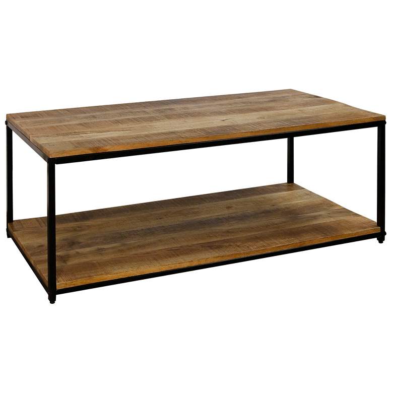 Image 1 Logan - Rectangular Wood and Black Coffee Table with Lower Shelf