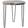Logan Round Silver and Black Side Accent Table with Black Paper Clip Legs