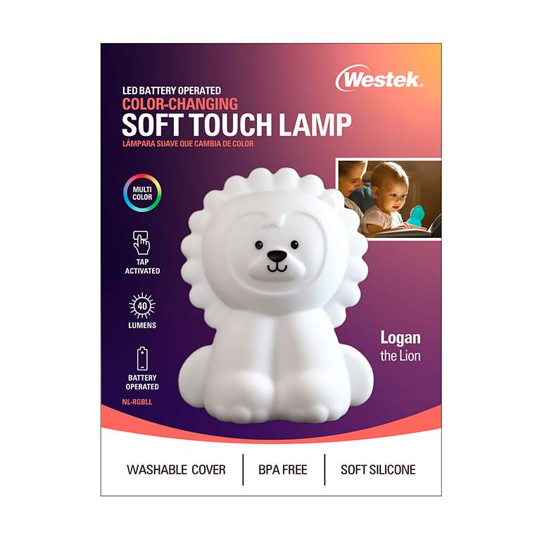 Image 2 Logan the Lion 5 inch High White Color Changing Night Light more views