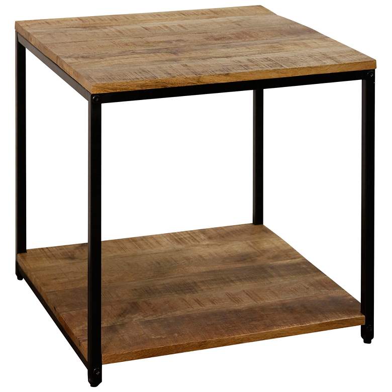 Image 1 Logan - Wood and Black Accent Side Table with Lower Self