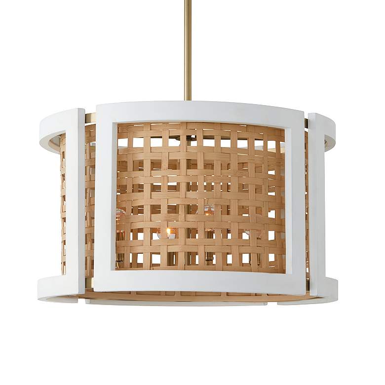 Image 4 Lola 24" Wide Flat White and Matte Brass 4-Light Pendant more views