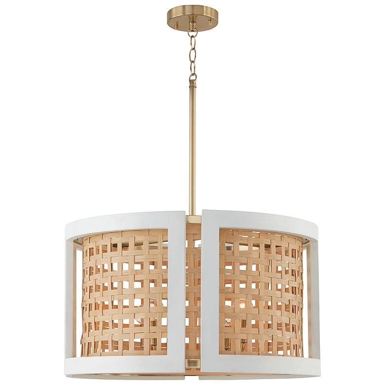Image 5 Lola 24" Wide Flat White and Matte Brass 4-Light Pendant more views